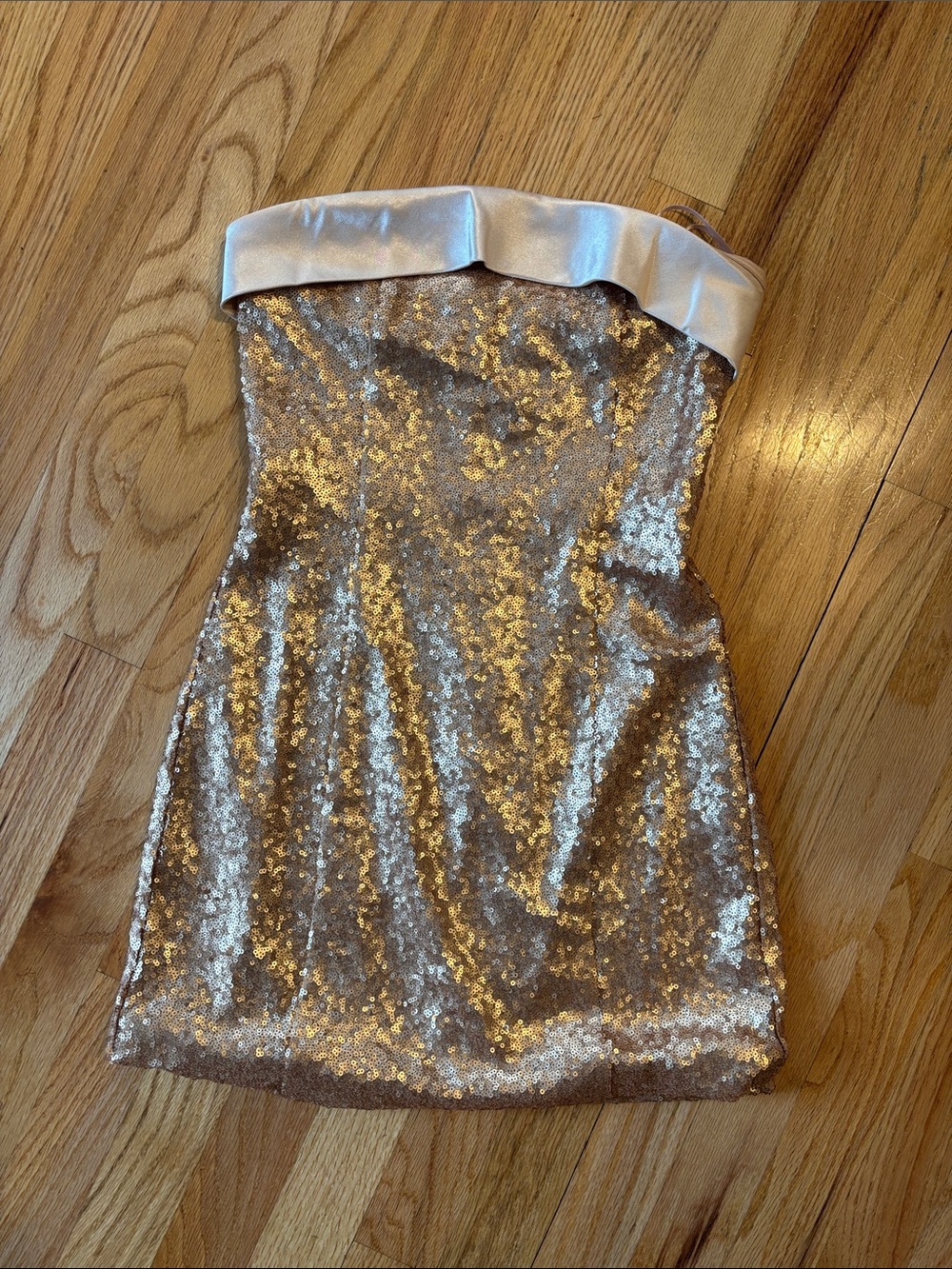 Hello Molly Gold Sequin Strapless Mini Dress WORN ONCE